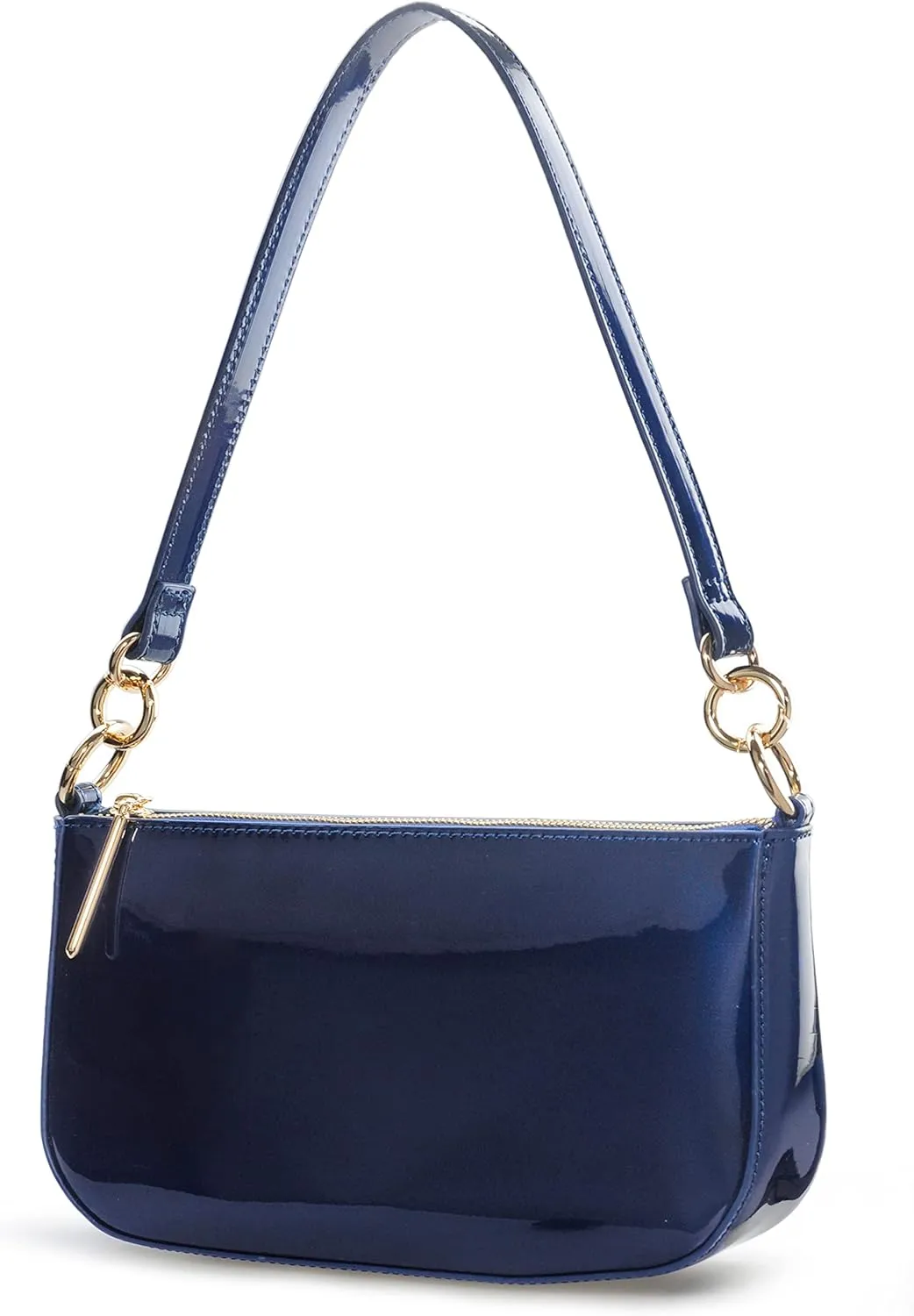 HOXIS Glossy Faux Patent Leather Women Shoulder Bag Shiny Clutch Crossbody Bag 90s Purse