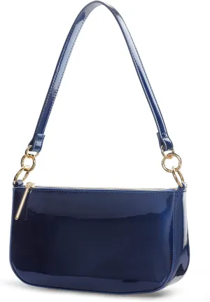 HOXIS Glossy Faux Patent Leather Women Shoulder Bag Shiny Clutch Crossbody Bag 90s Purse