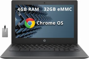 HP 11A G8 11.6'' HD Student Chromebook Laptop, AMD A4-9120C Processor, Radeon R4 Graphics, 4GB RAM, 32GB eMMC, HD Webcam, Chrome OS, Black, 32GB Snowbell USB Card