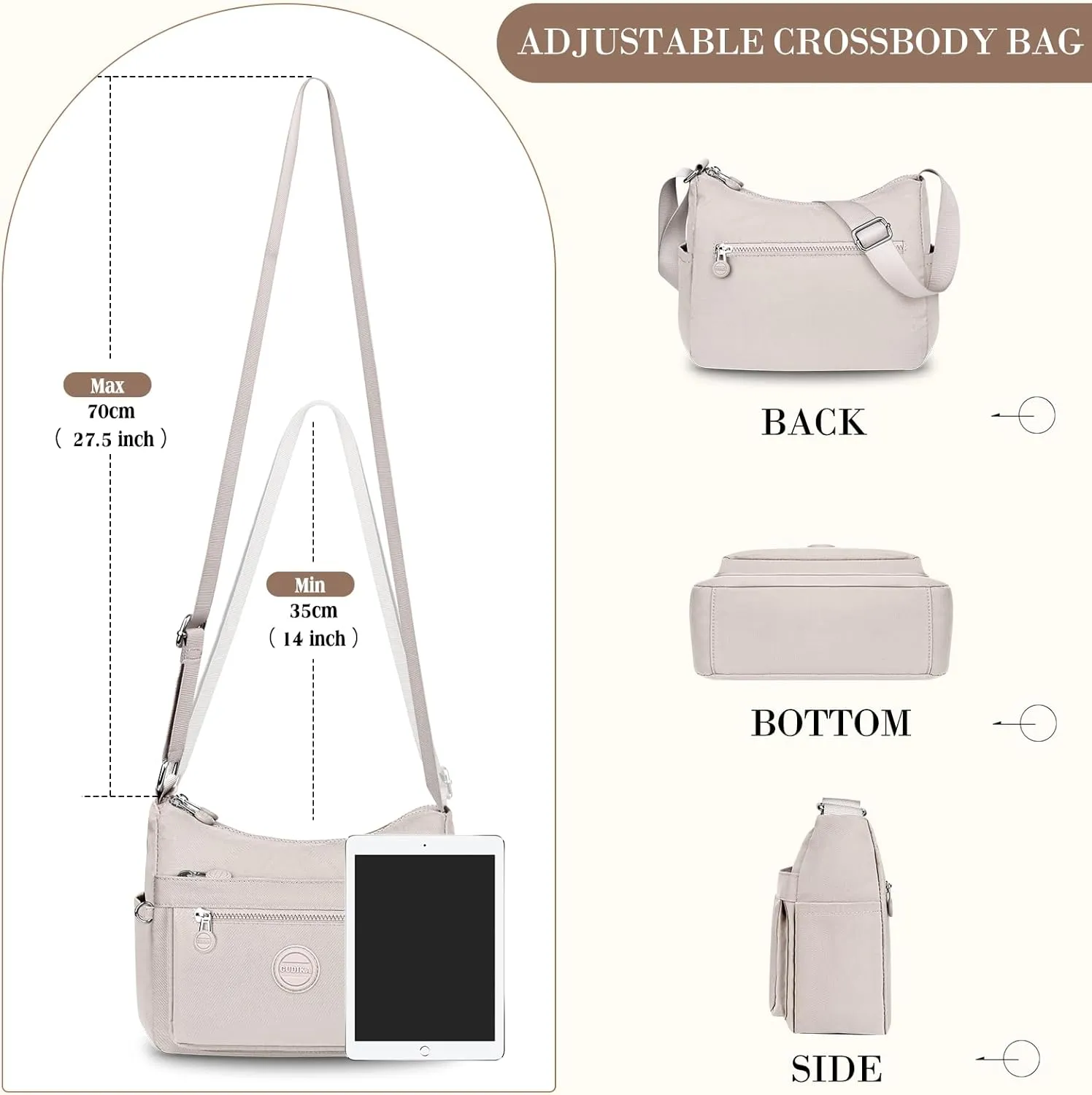 HUANLANG Nylon Crossbody Bags for Women Large Lightweight Travel Purse Women's Pocketbooks Multi Pocket Shoulder Bag