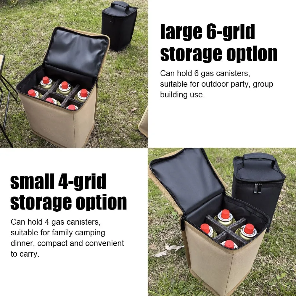 HXBER Camping Gas Tanks Storage Bag Portable Fuel Cylinder ive Case Camp Light Carrying Bag Anti-Collision for Outdoor Cooking Camping Picnic, Small, Brown
