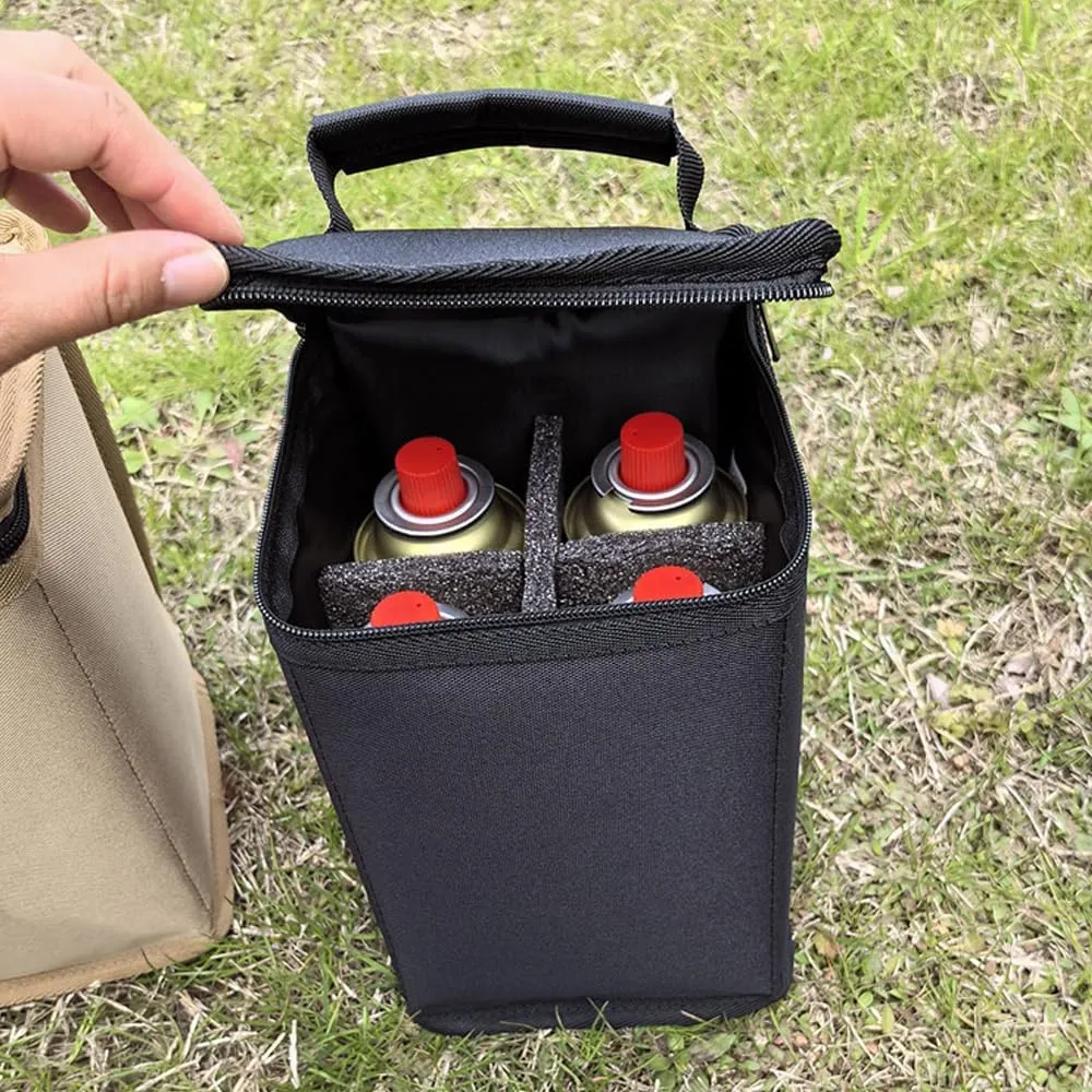 HXBER Camping Gas Tanks Storage Bag Portable Fuel Cylinder ive Case Camp Light Carrying Bag Anti-Collision for Outdoor Cooking Camping Picnic, Small, Brown