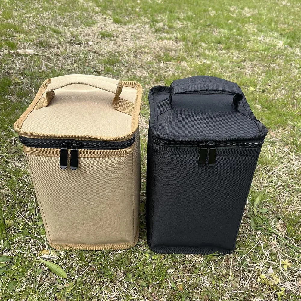 HXBER Camping Gas Tanks Storage Bag Portable Fuel Cylinder ive Case Camp Light Carrying Bag Anti-Collision for Outdoor Cooking Camping Picnic, Small, Brown