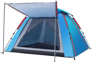 Hydraulic Dome Rainproof Tents, Double Layer Multifunctional Tent, Large Family Sunscreen Tent, Suitable for 4-6 Person Outdoor Camping,Blue