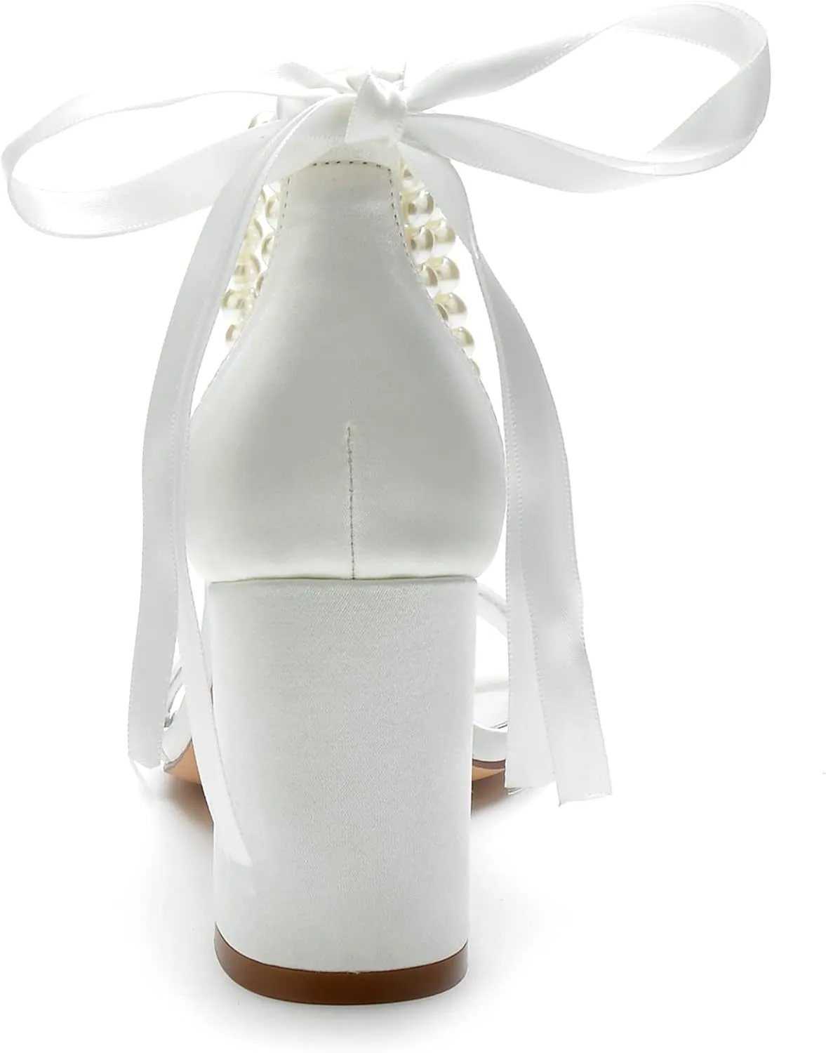 Hyinlays Block Heels Pumps for Women Pearl Open Toe Heels Dressy Pumps Sandals Summer Dress Shoes