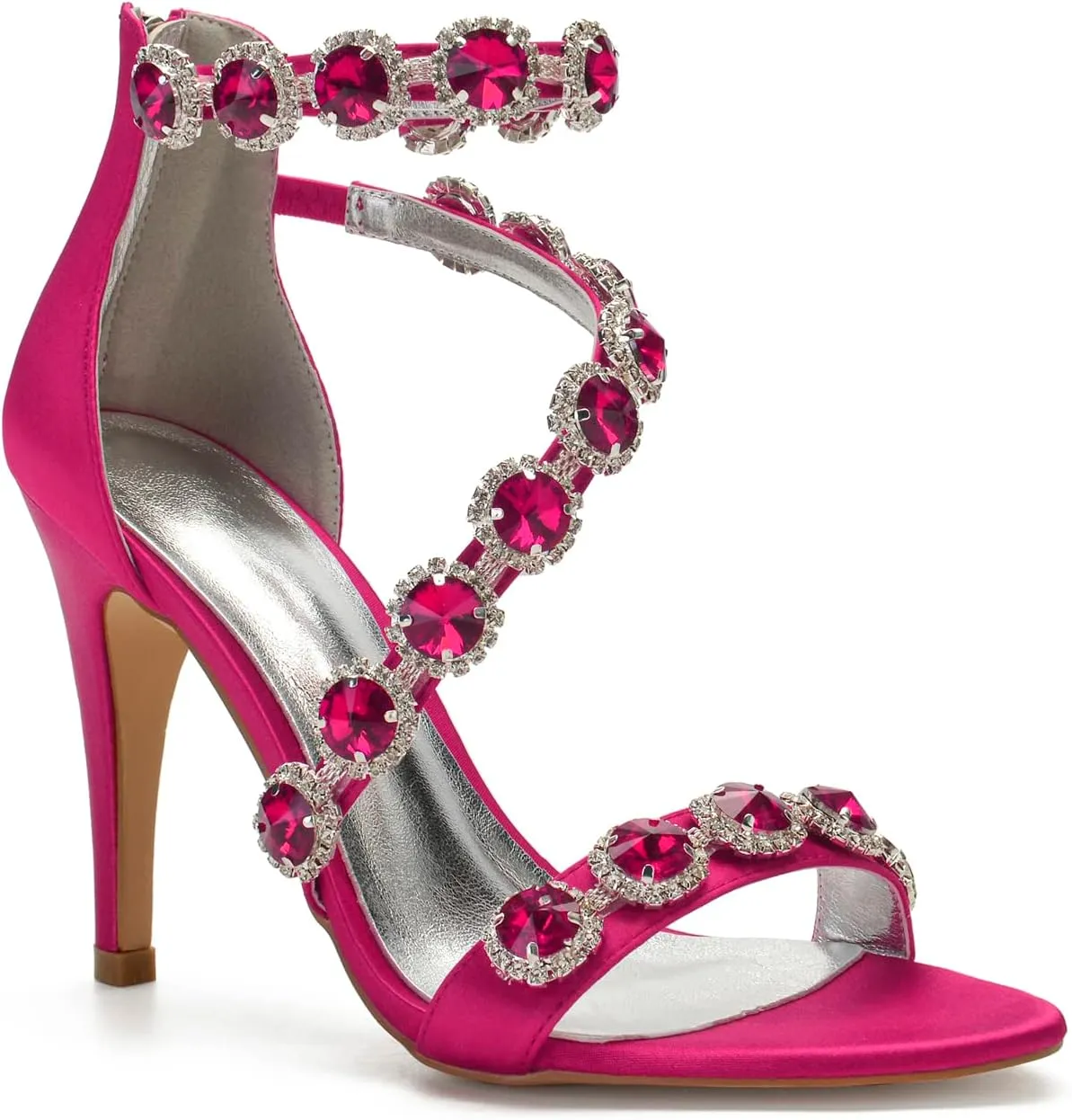Hyinlays Women's Wedding Bridal Sandals Ankle Strap High Heel Pumps Crystal Formal Evening Prom Party Dress Shoes