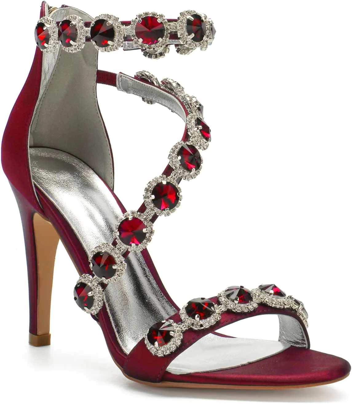 Hyinlays Women's Wedding Bridal Sandals Ankle Strap High Heel Pumps Crystal Formal Evening Prom Party Dress Shoes