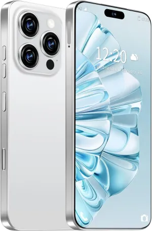 I16 PROMAX Unlocked Phone, 6.99inch Cell Phone with Android 13 12GB 512GB 7000mAh Long Battery Life, HD Screen Smartphone with Dual SIM, Fingerprint Lock, Face ID, Photos 5G Phone (White)