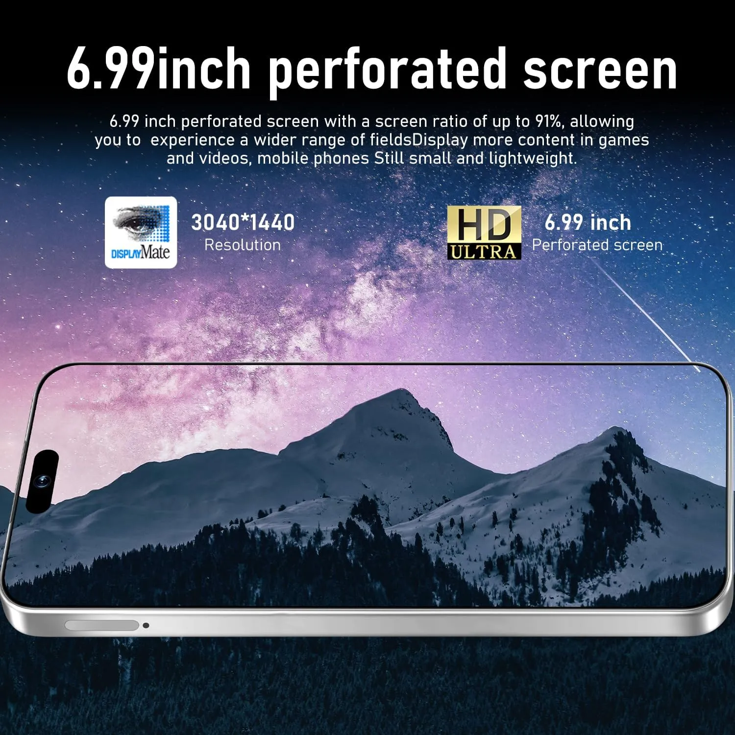 I16 PROMAX Unlocked Phone, 6.99inch Cell Phone with Android 13 12GB 512GB 7000mAh Long Battery Life, HD Screen Smartphone with Dual SIM, Fingerprint Lock, Face ID, Photos 5G Phone (White)