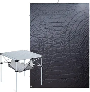 iClimb 1 Stable Square Folding Table and 1 3M Thinsulate Insulation Warm Camping Blanket Bundle, Ultralight Compact for Adults Teens Camping Indoor Outdoor