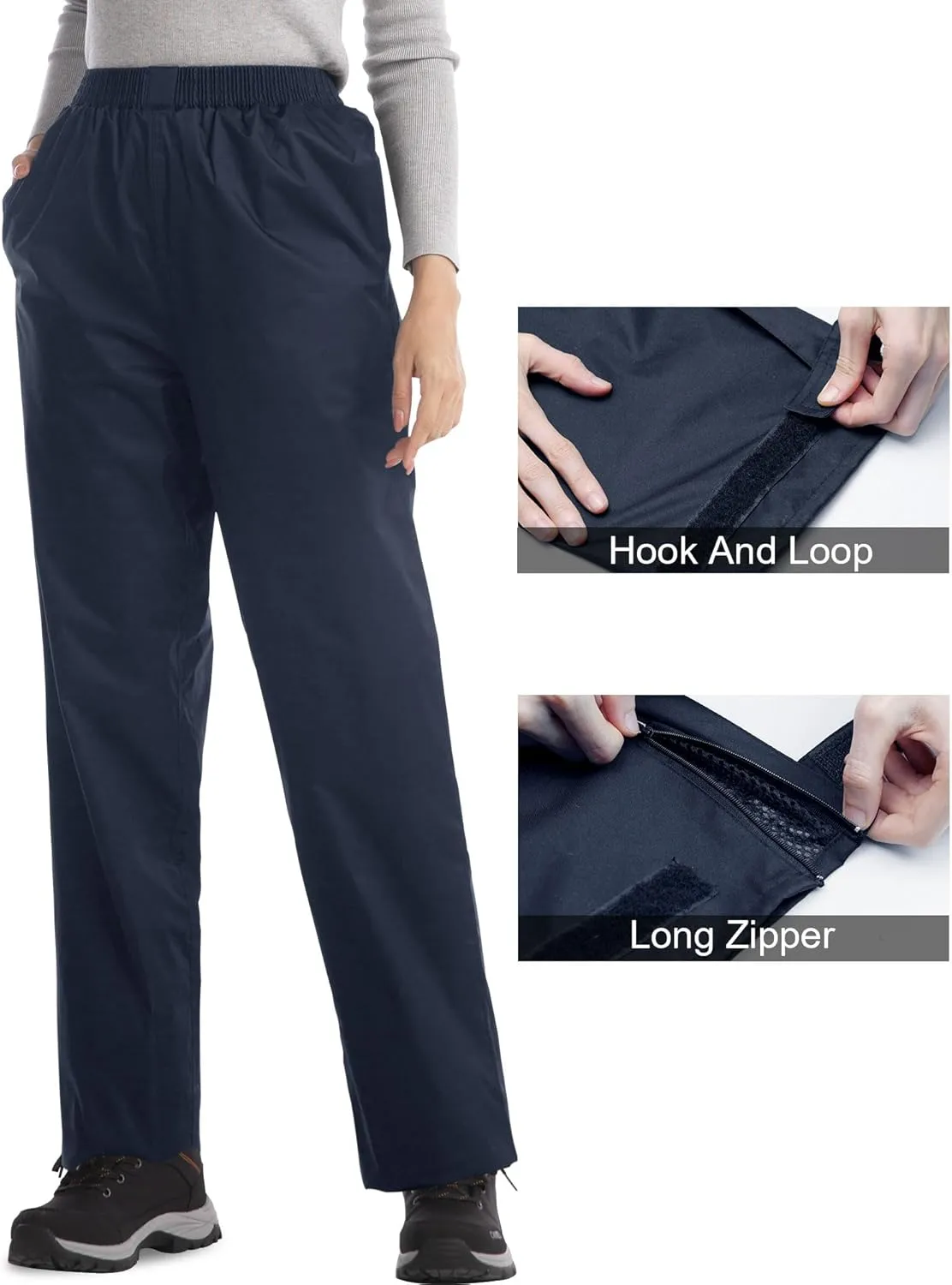 iCreek Women's Rain Pants Waterproof Hiking Pants Windproof Lightweight Over Pants Work Rain Outdoor for Golf, Fishing