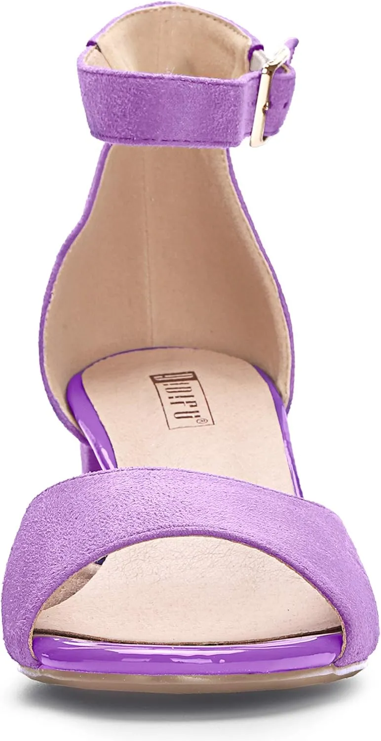 IDIFU Women's Candie Low Block Heels Sandals Peep Toe Chunky Ankle Strap Wedding Dress Shoes