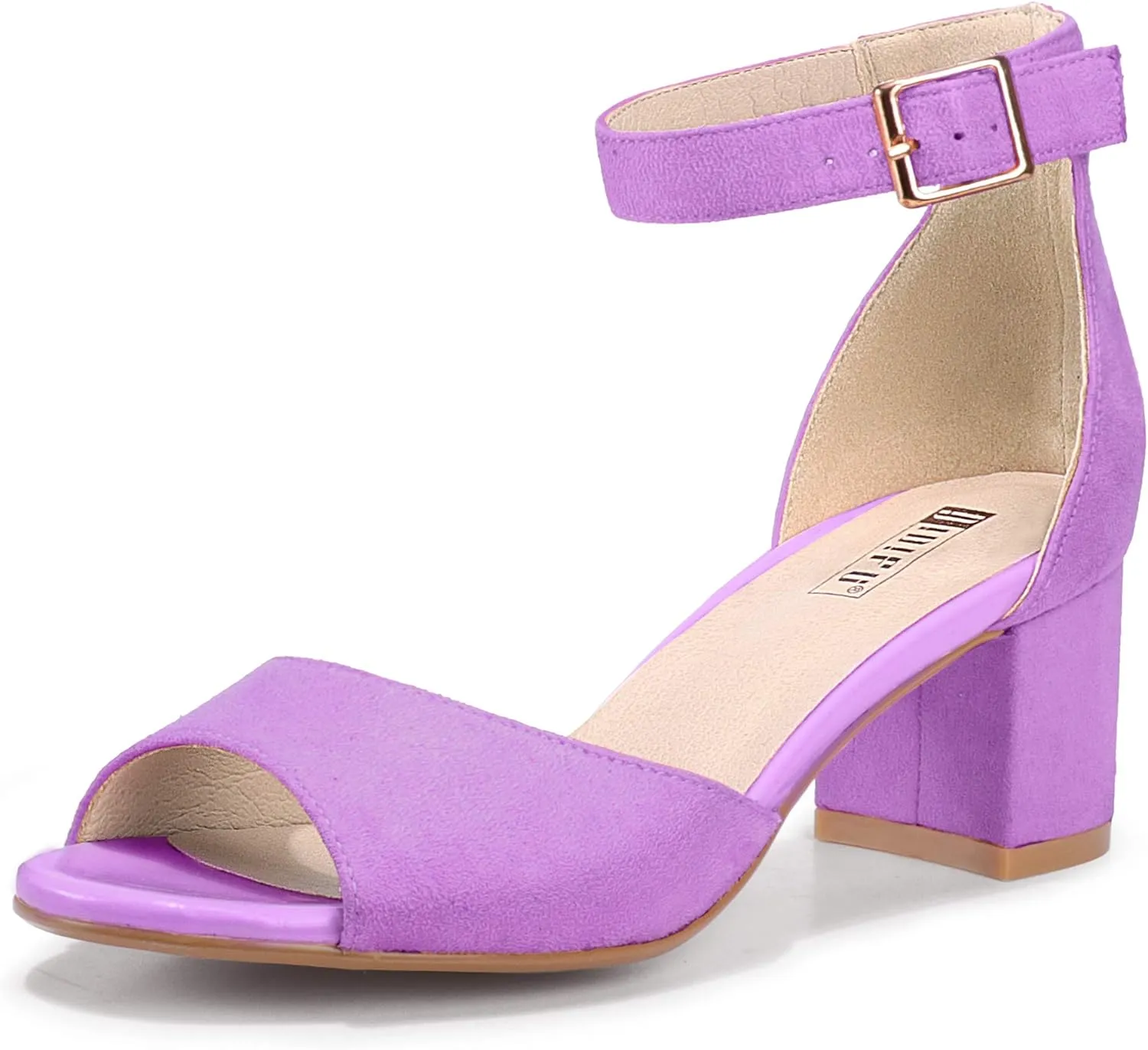 IDIFU Women's Candie Low Block Heels Sandals Peep Toe Chunky Ankle Strap Wedding Dress Shoes
