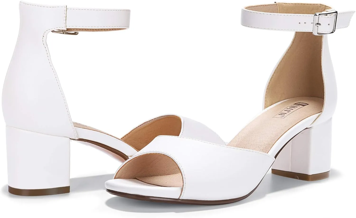 IDIFU Women's Candie Low Block Heels Sandals Peep Toe Chunky Ankle Strap Wedding Dress Shoes