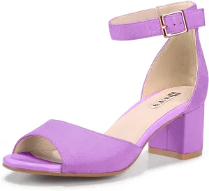 IDIFU Women's Candie Low Block Heels Sandals Peep Toe Chunky Ankle Strap Wedding Dress Shoes