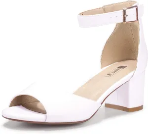 IDIFU Women's Candie Low Block Heels Sandals Peep Toe Chunky Ankle Strap Wedding Dress Shoes