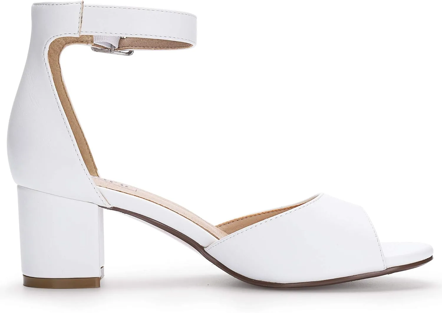 IDIFU Women's Candie Low Block Heels Sandals Peep Toe Chunky Ankle Strap Wedding Dress Shoes