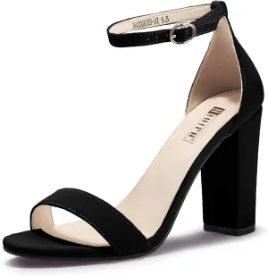IDIFU Women's IN4 Cookie-HI Chunky High Heel Sandals Open Toe Ankle Strap Wedding Bridal Prom Dress Shoes For Women Bride Bridesmaid