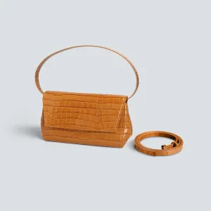 Ikon Clutch - croco toffee brown