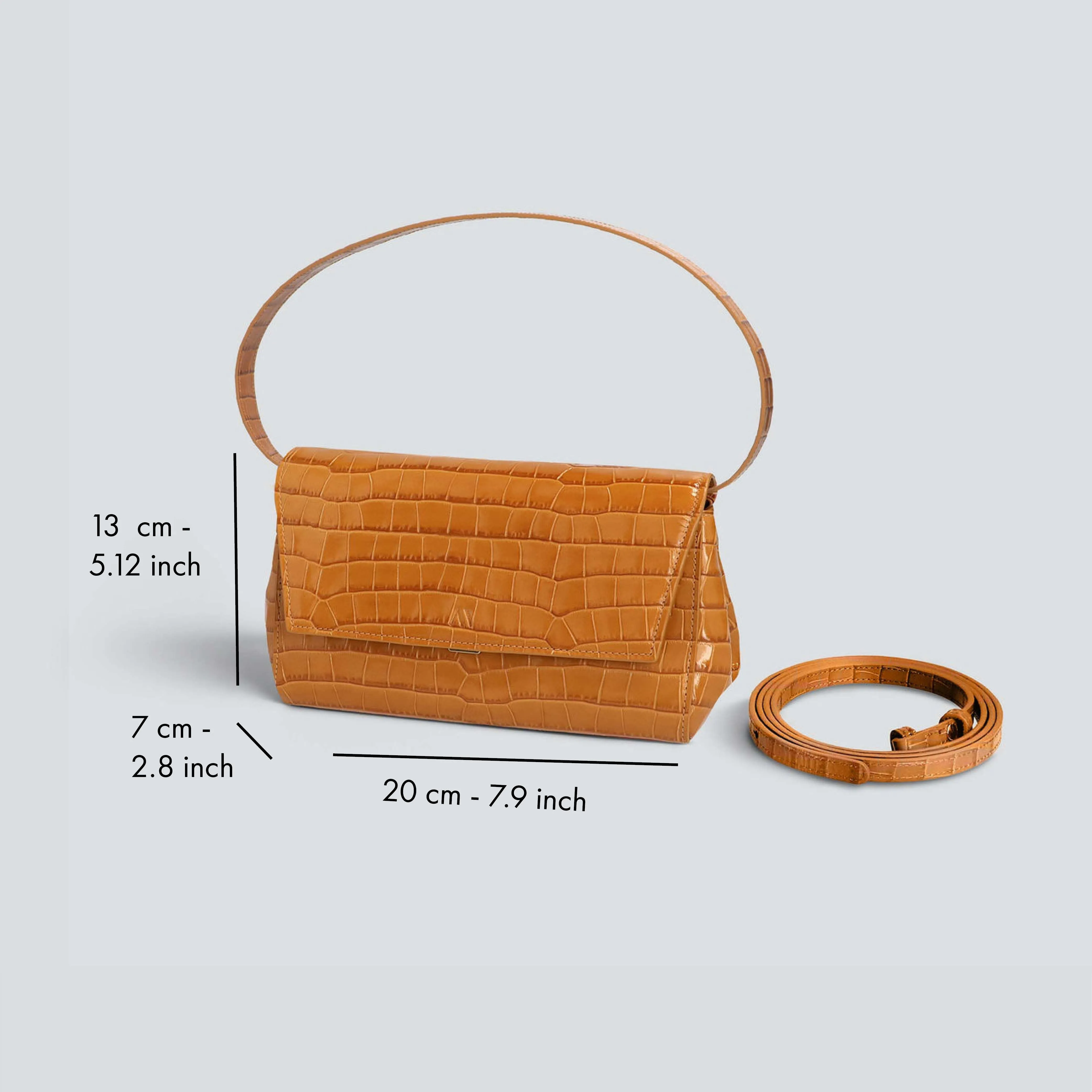 Ikon Clutch - croco toffee brown