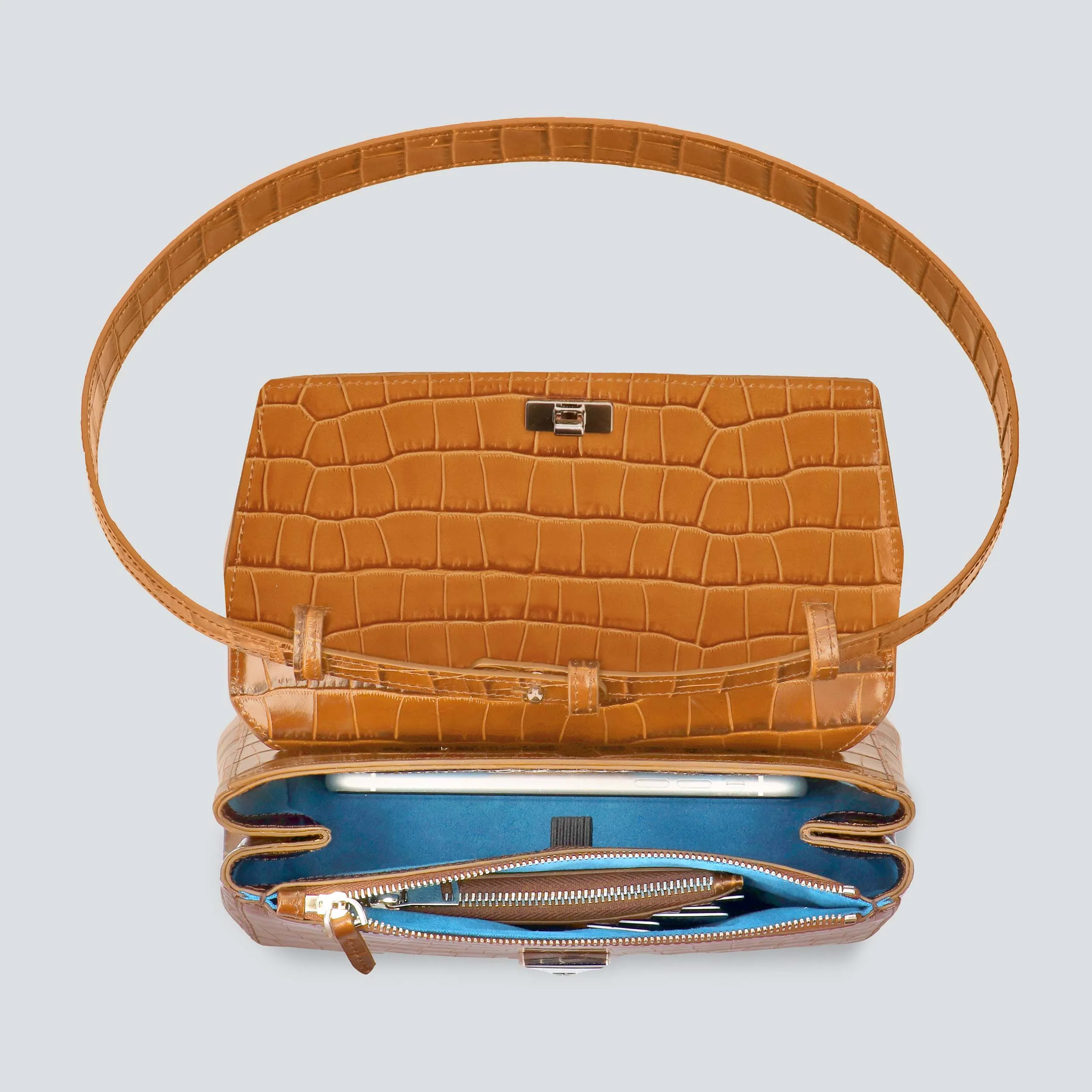 Ikon Clutch - croco toffee brown