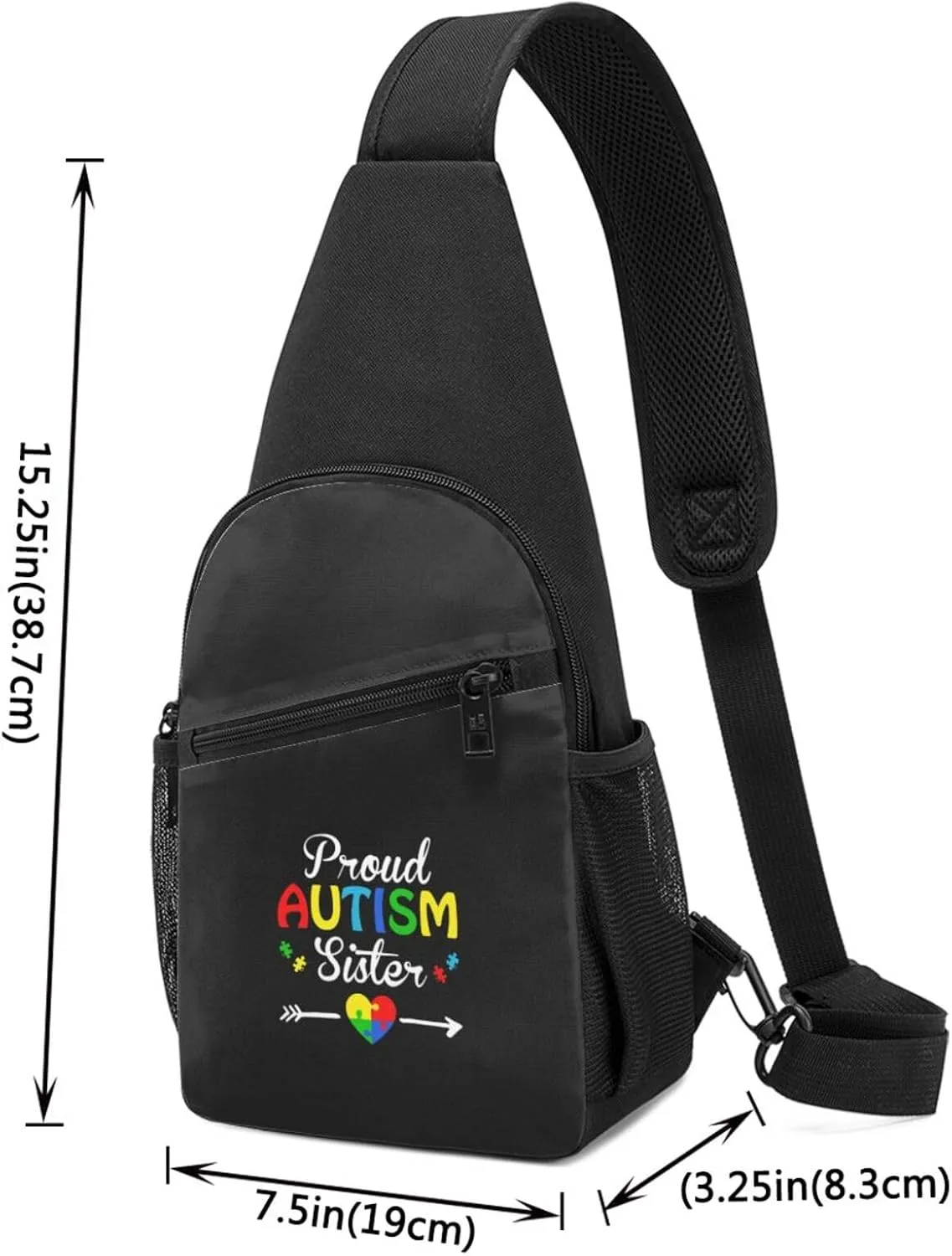 Im A Proud Autism Sister Unisex Chest Bag Lightweight Crossbody Shoulder Bag Travel Pocket