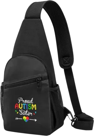 Im A Proud Autism Sister Unisex Chest Bag Lightweight Crossbody Shoulder Bag Travel Pocket