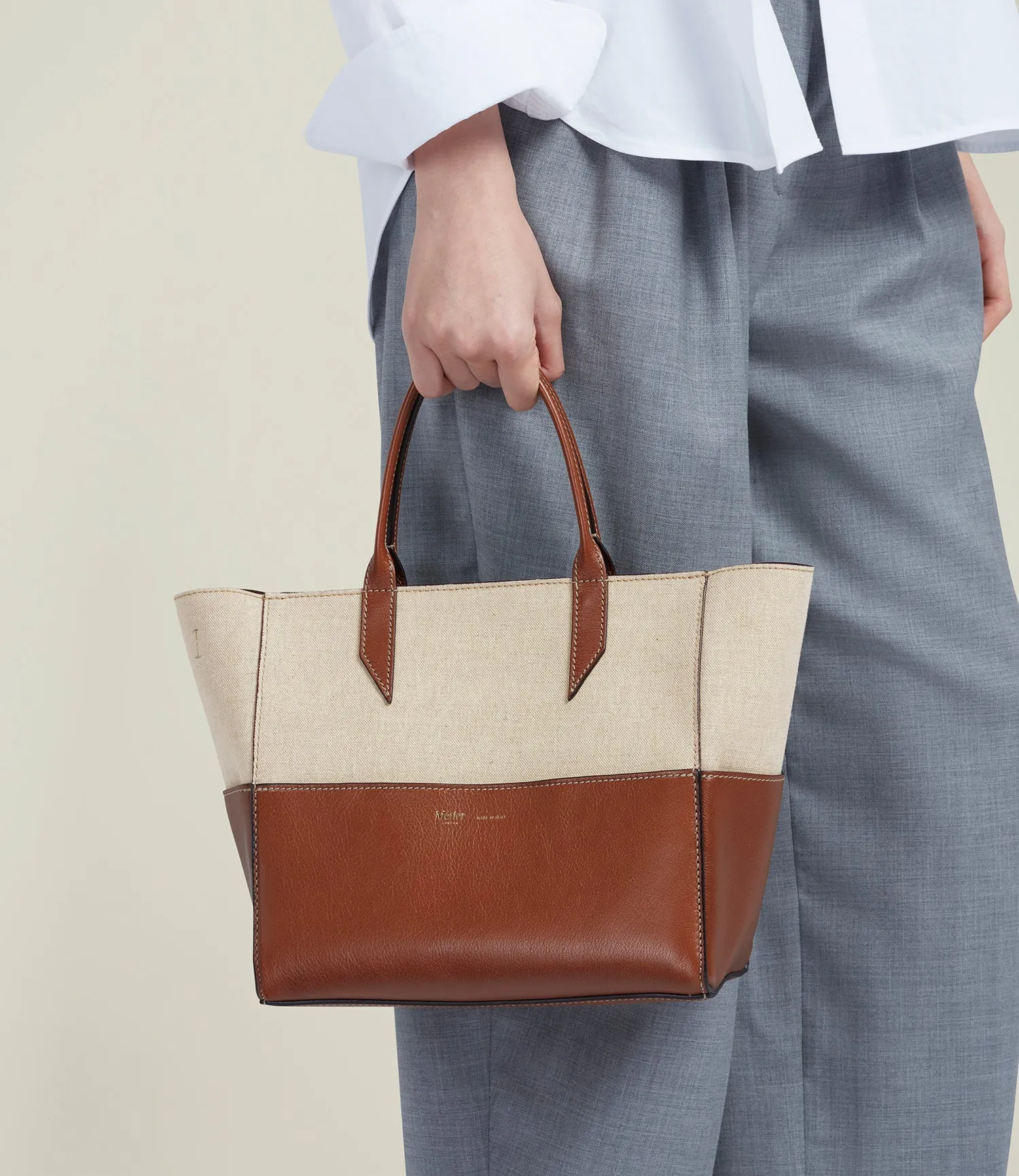 Incognito Crossbody Cabas Natural Linen with Cognac