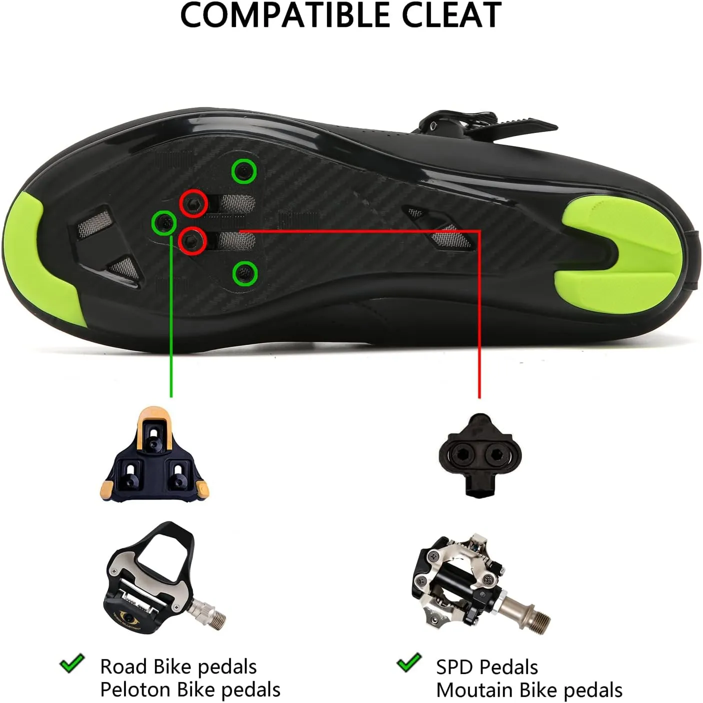 Indoor Cycling Shoes for Men Women Compatible with Peloton Bike Pre-Installed with Look Delta Cleats Outdoor Road Biking