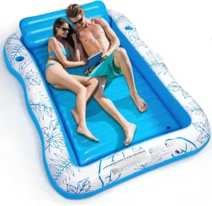 Inflatable Adult Pool Lounger Float - BAIAI Large Beach Sun Tanning Floaty Raft Sunbathing Water Lounge Floaties Tub with Drink Holder Blow Up River & Lake Suntan Floating Swimming Mattress Mat