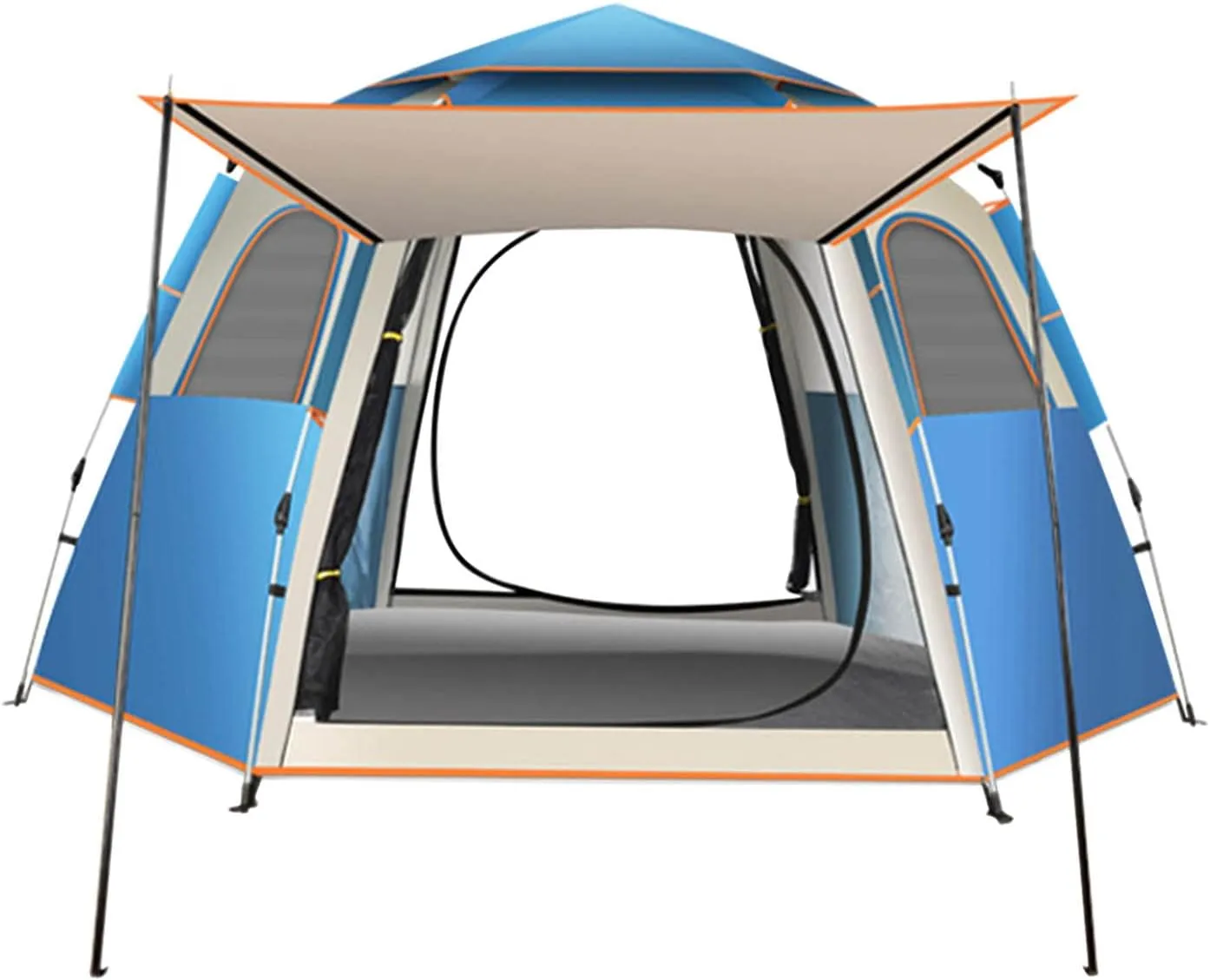 Instant Up Tents for Camping, Outdoor Easy Set Up Automatic Family Travel Tent, Waterproof Oxford Cloth Double Layer Family Tent for Hiking Traveling Backpacking