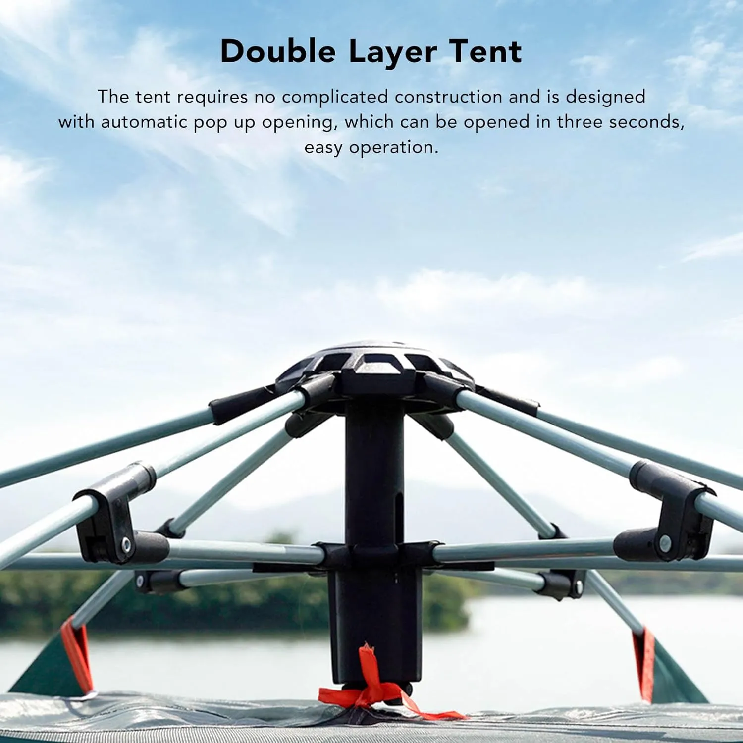 Instant Up Tents for Camping, Outdoor Easy Set Up Automatic Family Travel Tent, Waterproof Oxford Cloth Double Layer Family Tent for Hiking Traveling Backpacking