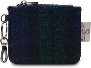 Islander The Card Zip Wallet Microfibre Leather and Harris Tweed (Blackwatch Tartan)