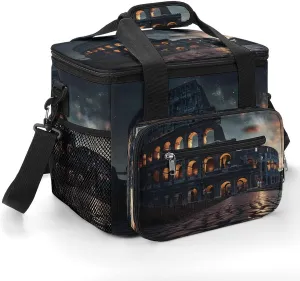 Italy Ancient Roman Landmarks Night Cooler Bag Large Lunch Bag Car Cooler Insulated Thermal Bag Cooler Tote Bag for Travel Picnic Beach