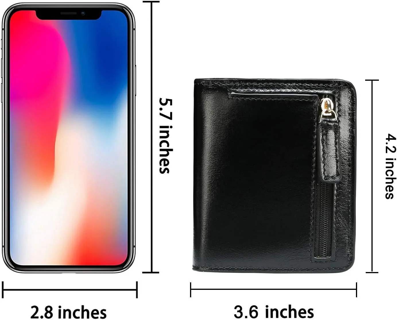 Itslife Women's Rfid Blocking Small Compact Bifold Leather Pocket Wallet Ladies Mini Purse with id Window (Waxed Black)