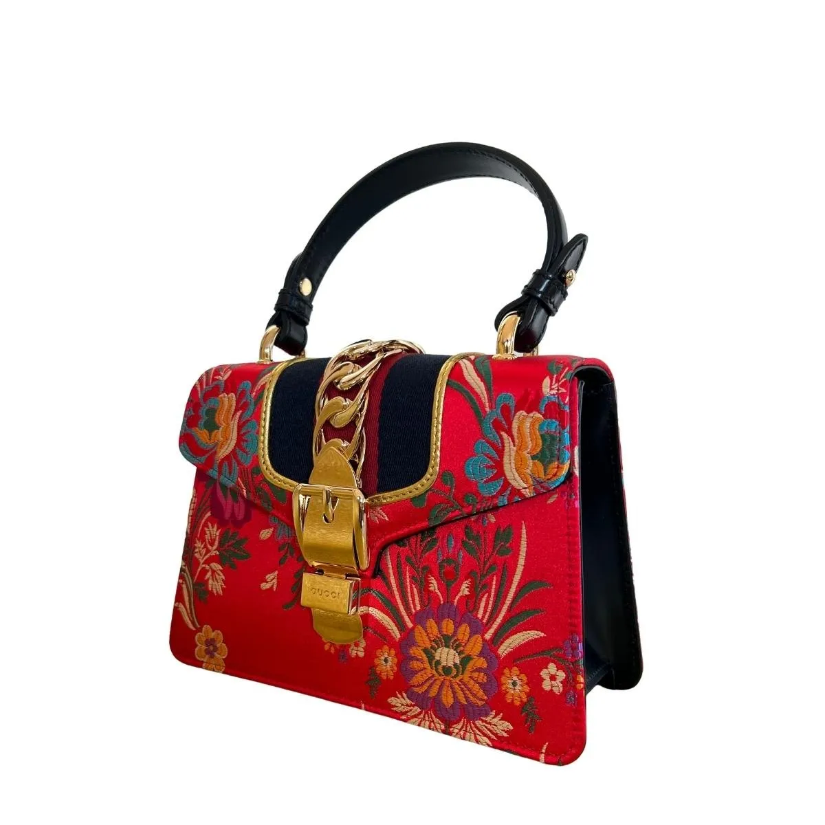 Jacquard Floral Mini Sylvie Top Handle Bag