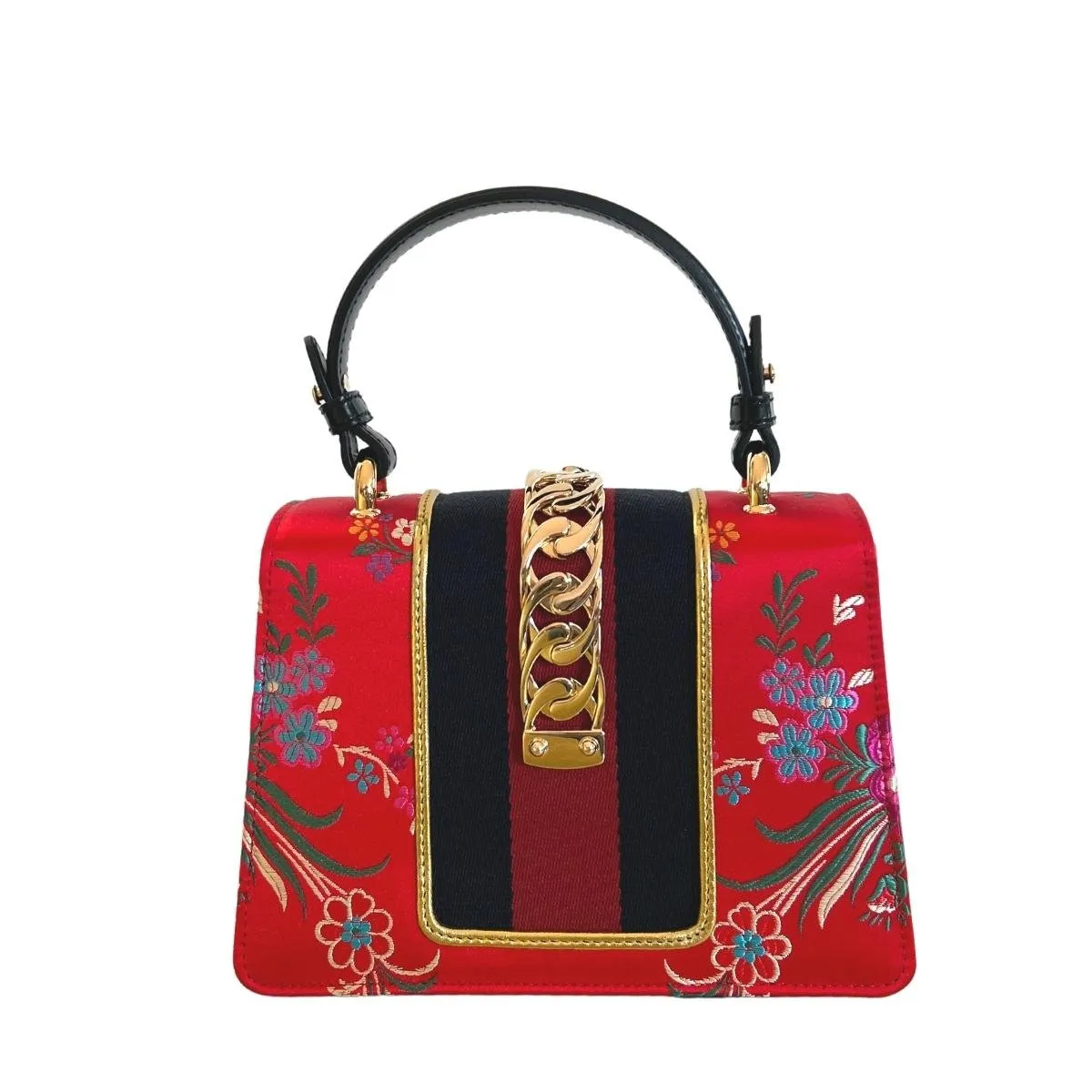 Jacquard Floral Mini Sylvie Top Handle Bag