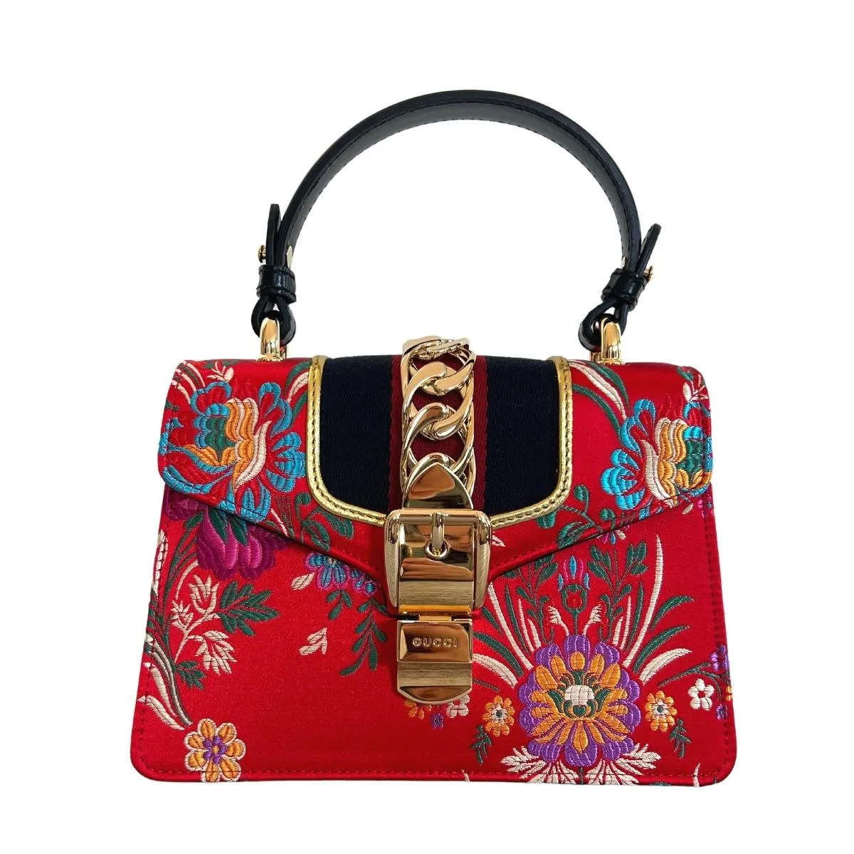 Jacquard Floral Mini Sylvie Top Handle Bag