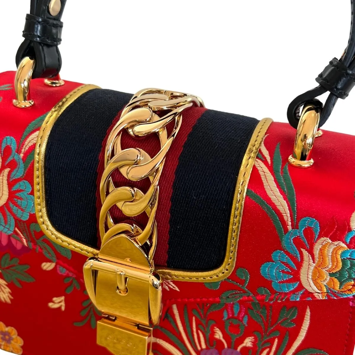 Jacquard Floral Mini Sylvie Top Handle Bag