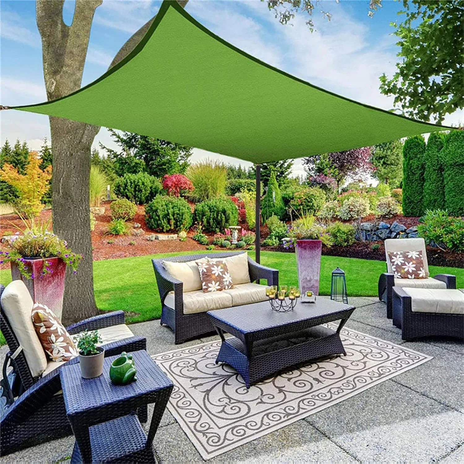 JATIBOSH Rainproof Durability Sun Shade Sail, Balcony Courtyard Rectangle Sunshade Net, Wind and Sun Protection Canopy Heat Insulation, Water Resistance Sail Awning for Garden Outdoor Activities