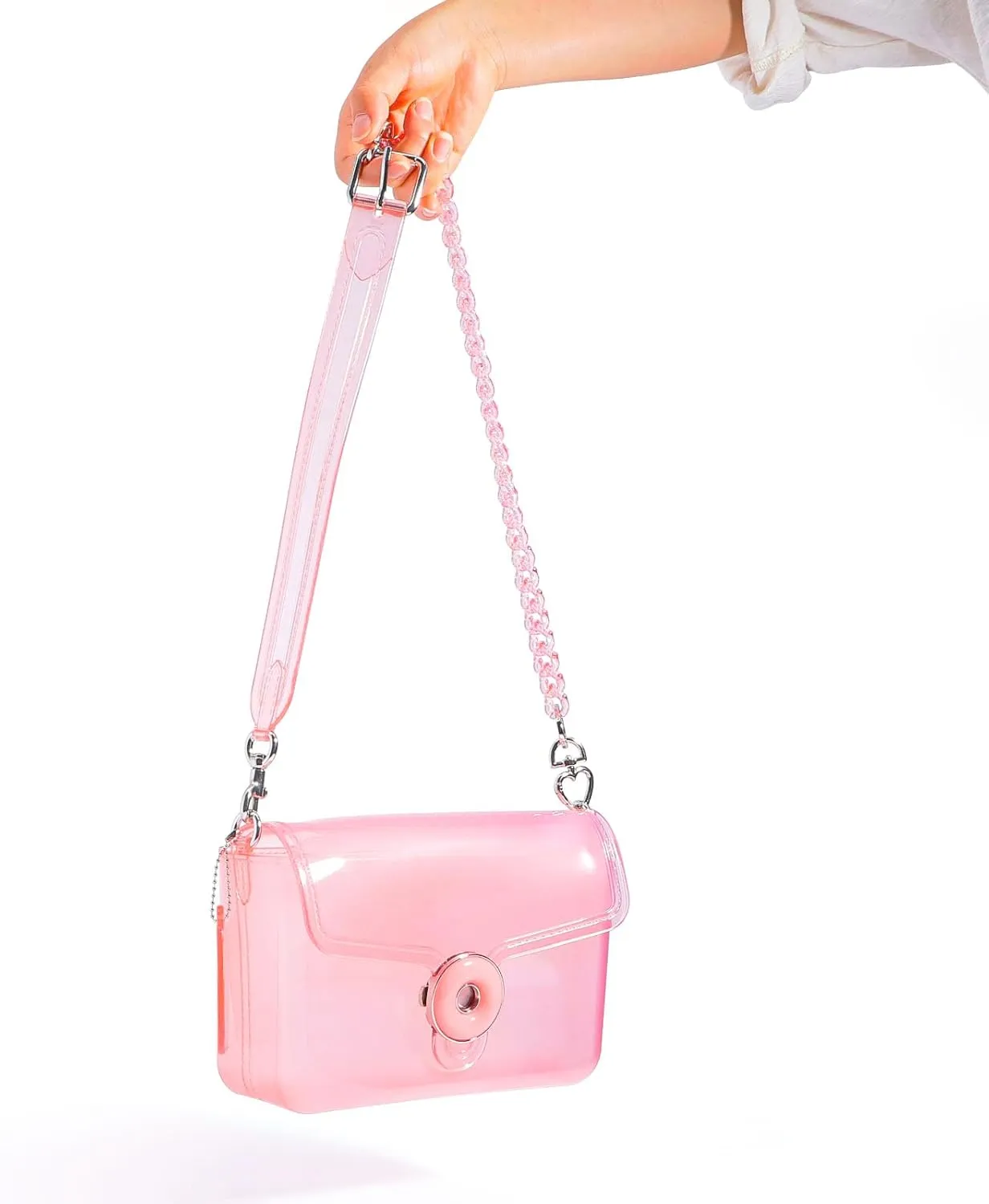 Jelly Tabby Bag - Clear Crossbody Bag for Women with Chain Vintage-Inspired Convertible Wristlet and Shoulder Bag