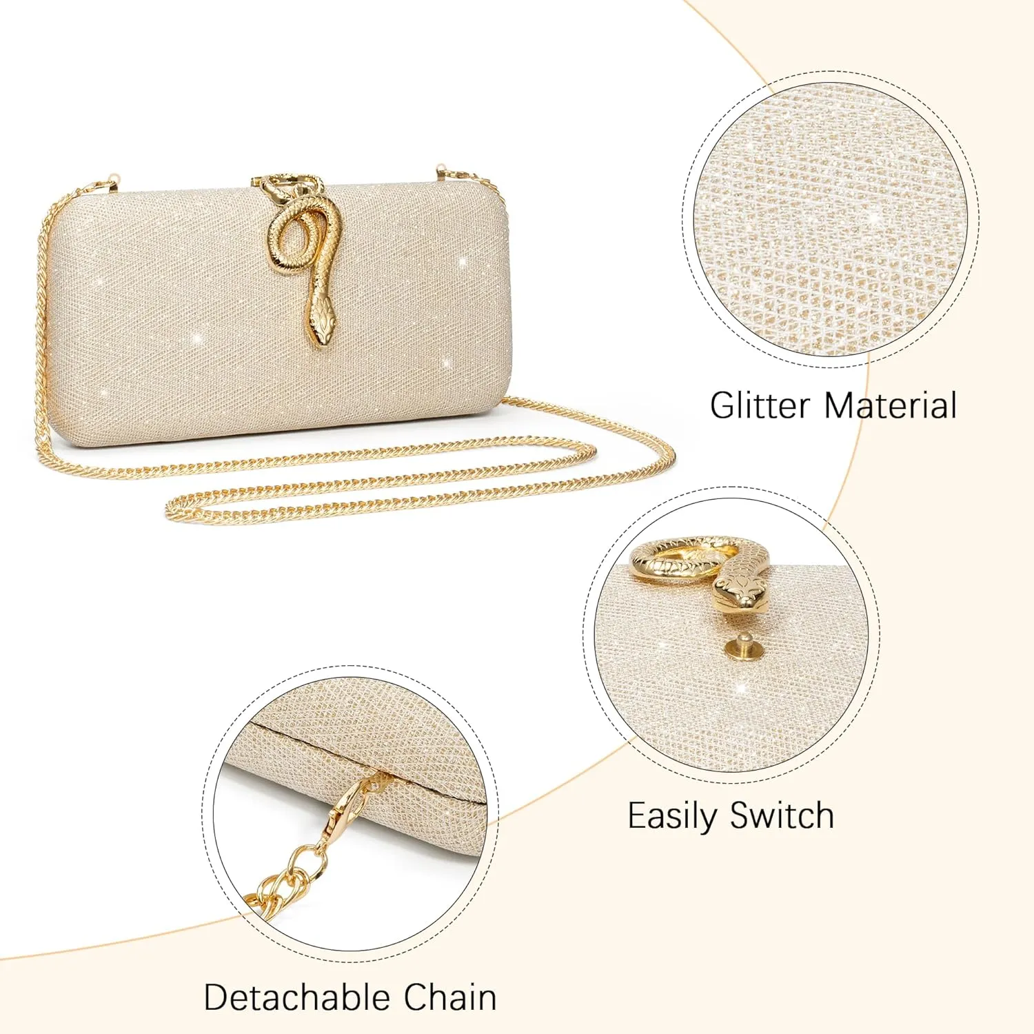 jessie Womens Evening Bags Formal Bridal Wedding Small Clutches Purses Crossbody Prom Cocktail Party Handbags