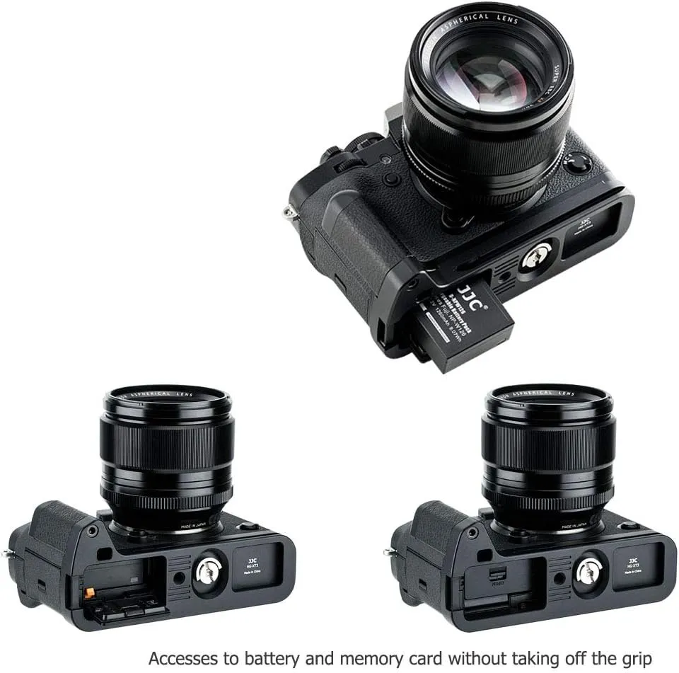 JJC Metal Hand Grip L Bracket Holder for Fujifilm Fuji X-T3 XT3 X-T2 XT2 Camera, Arca Swiss Type Quick Release Plate, Replaces Fujifilm MHG-XT3 MHG-XT2 Handgrip (Not Compatible with X-T4 XT4)