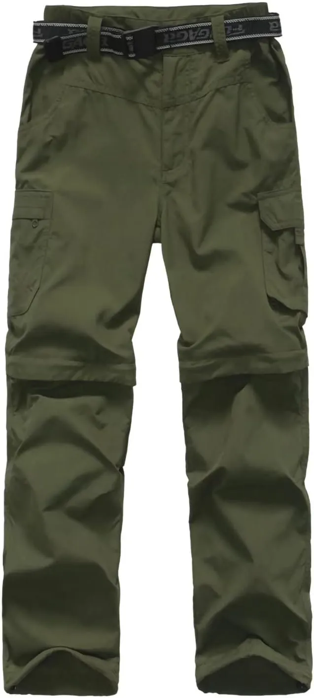 JOMLUN Boy’s Scout Pants Convertible Hiking Quick Dry Zip Off Pants Outdoor Climbing Casual Trouser Kids Youth Cargo Pants