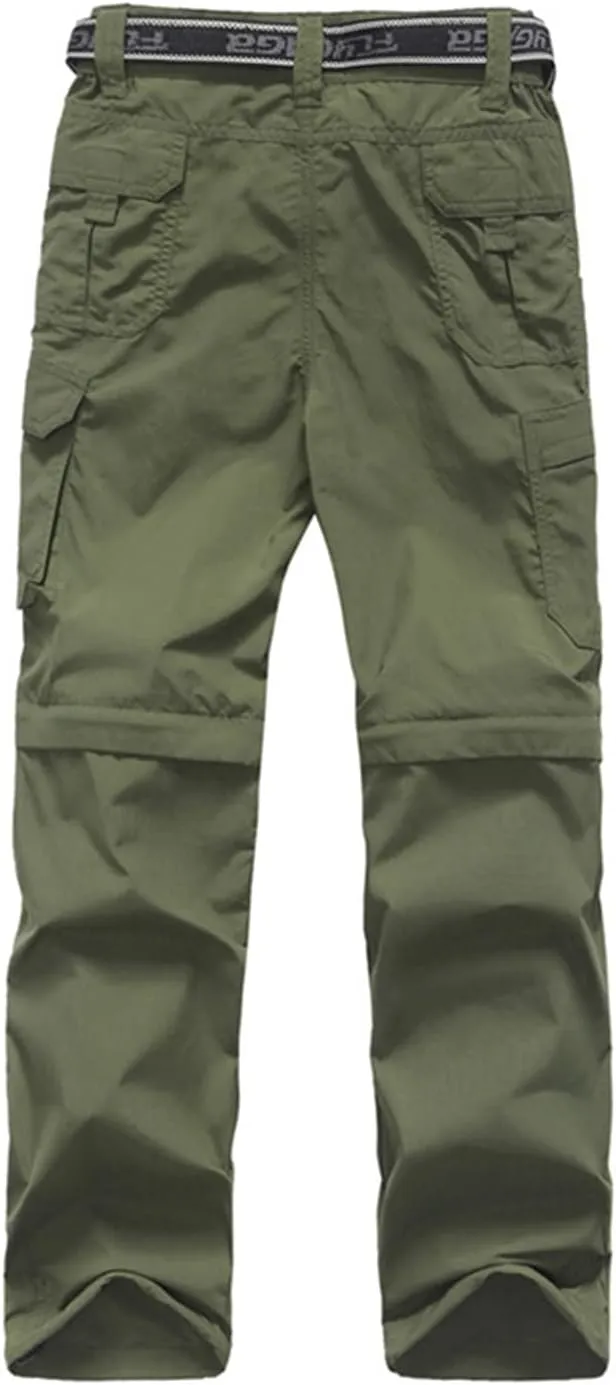 JOMLUN Boy’s Scout Pants Convertible Hiking Quick Dry Zip Off Pants Outdoor Climbing Casual Trouser Kids Youth Cargo Pants