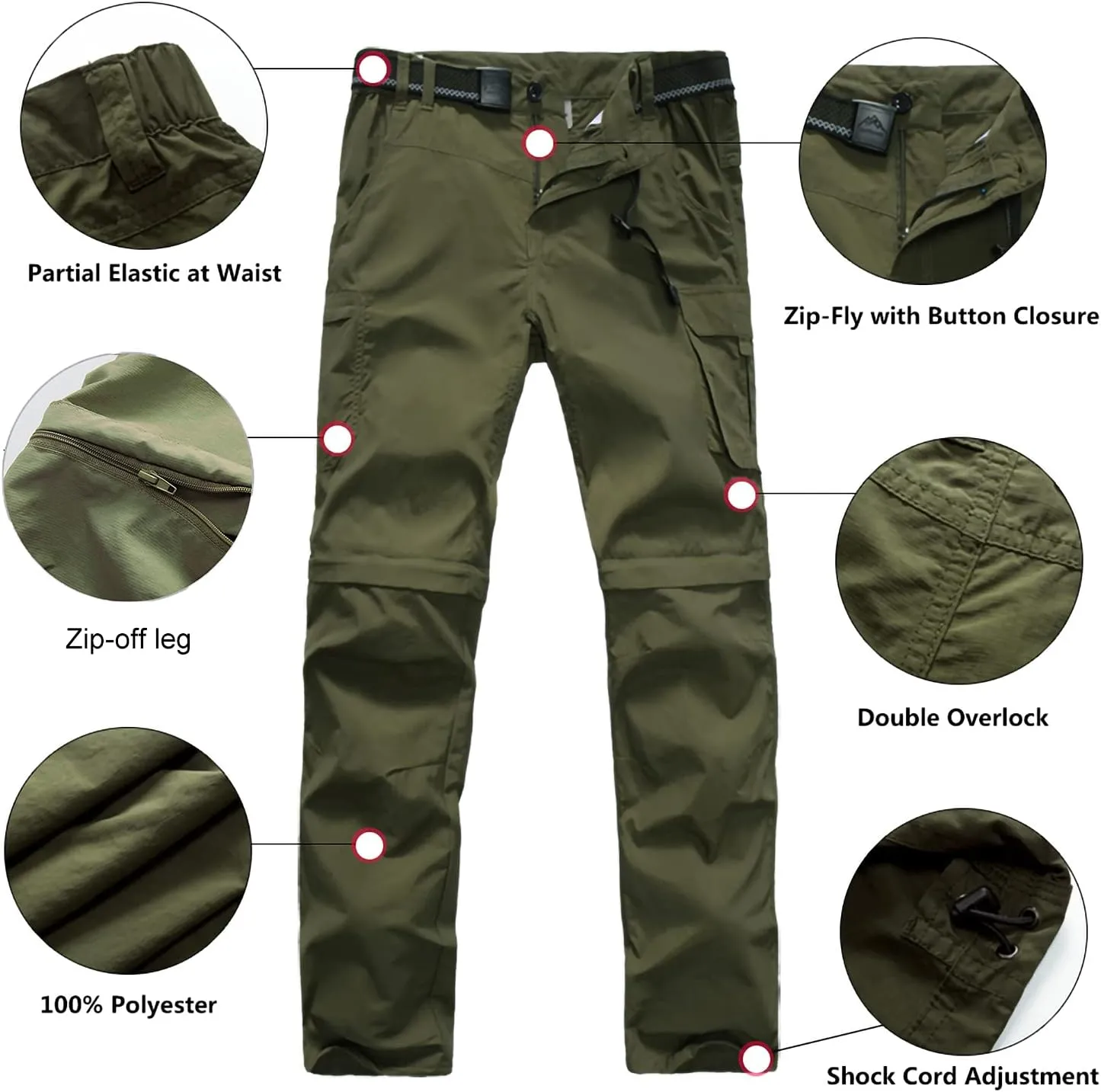 JOMLUN Boy’s Scout Pants Convertible Hiking Quick Dry Zip Off Pants Outdoor Climbing Casual Trouser Kids Youth Cargo Pants