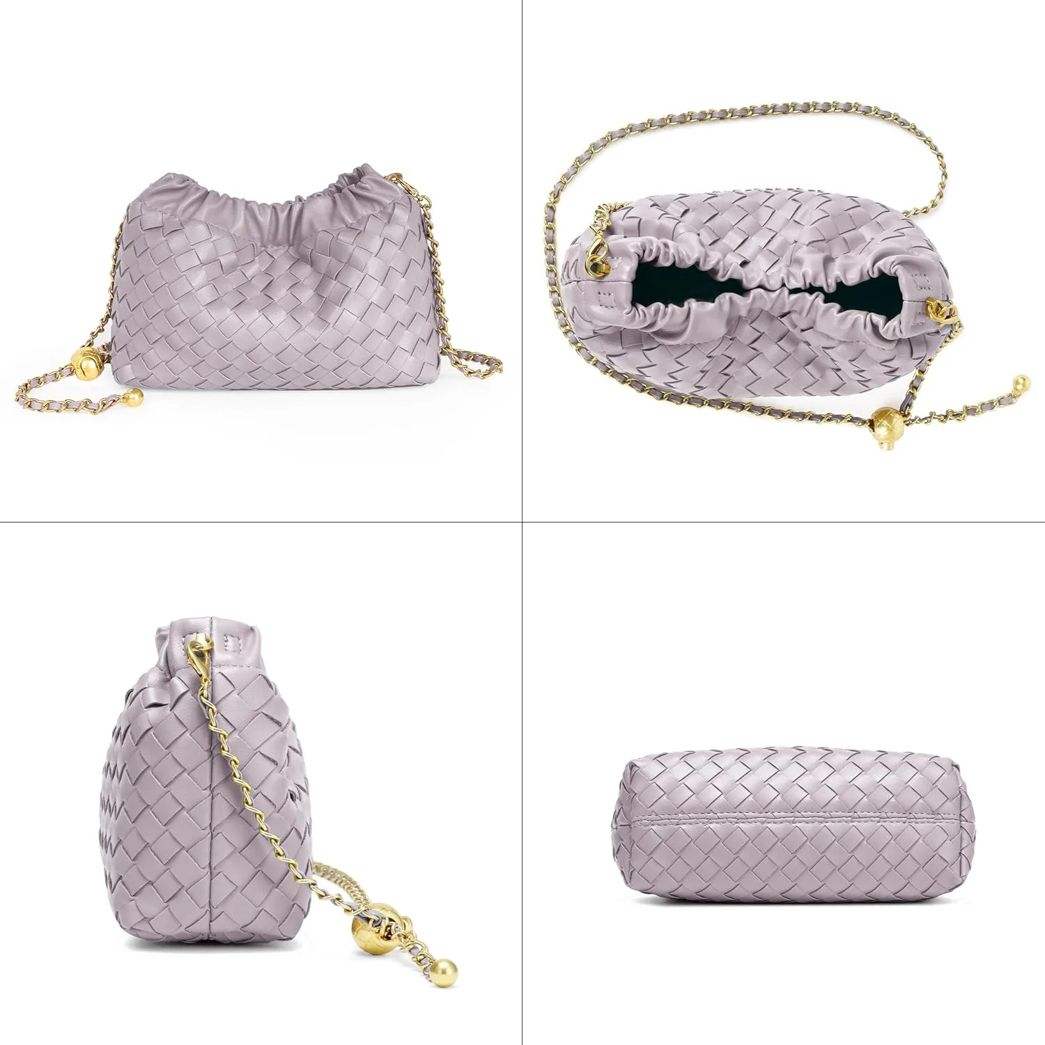 Joryin Woven Women's Crossbody Bag & Evening Purse, Trendy Dumpling Clutch & Hobo Cloud Shoulder Bag Trendy Dumpling Clutch
