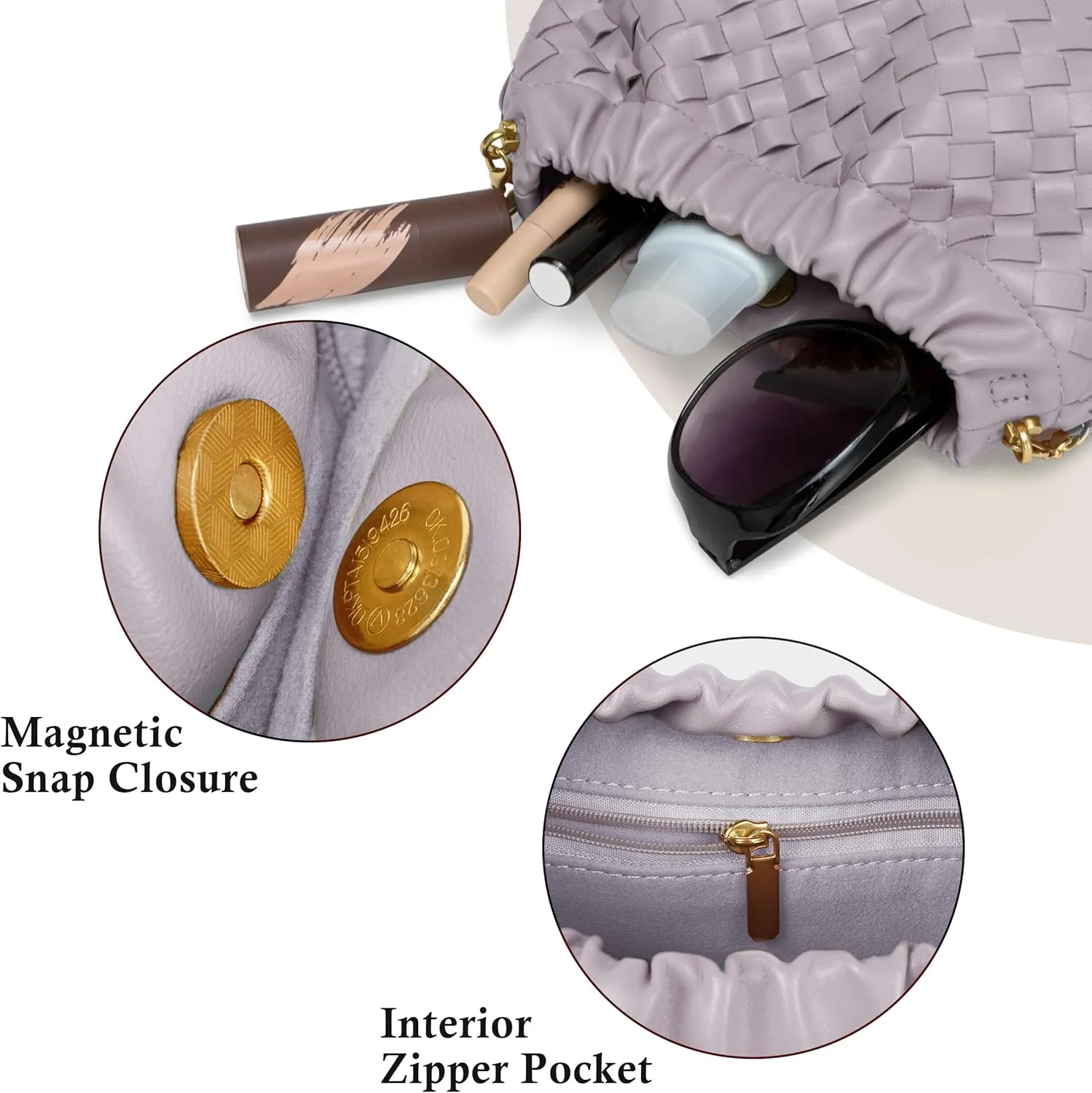 Joryin Woven Women's Crossbody Bag & Evening Purse, Trendy Dumpling Clutch & Hobo Cloud Shoulder Bag Trendy Dumpling Clutch