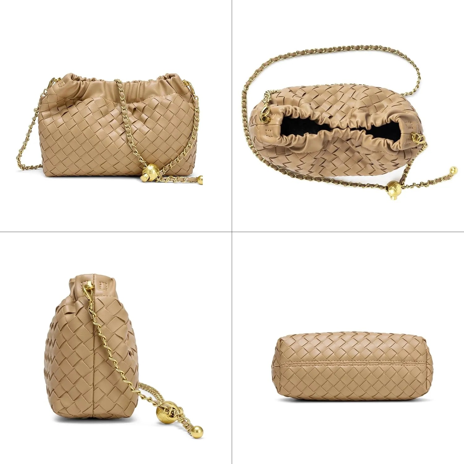 Joryin Woven Women's Crossbody Bag & Evening Purse, Trendy Dumpling Clutch & Hobo Cloud Shoulder Bag Trendy Dumpling Clutch