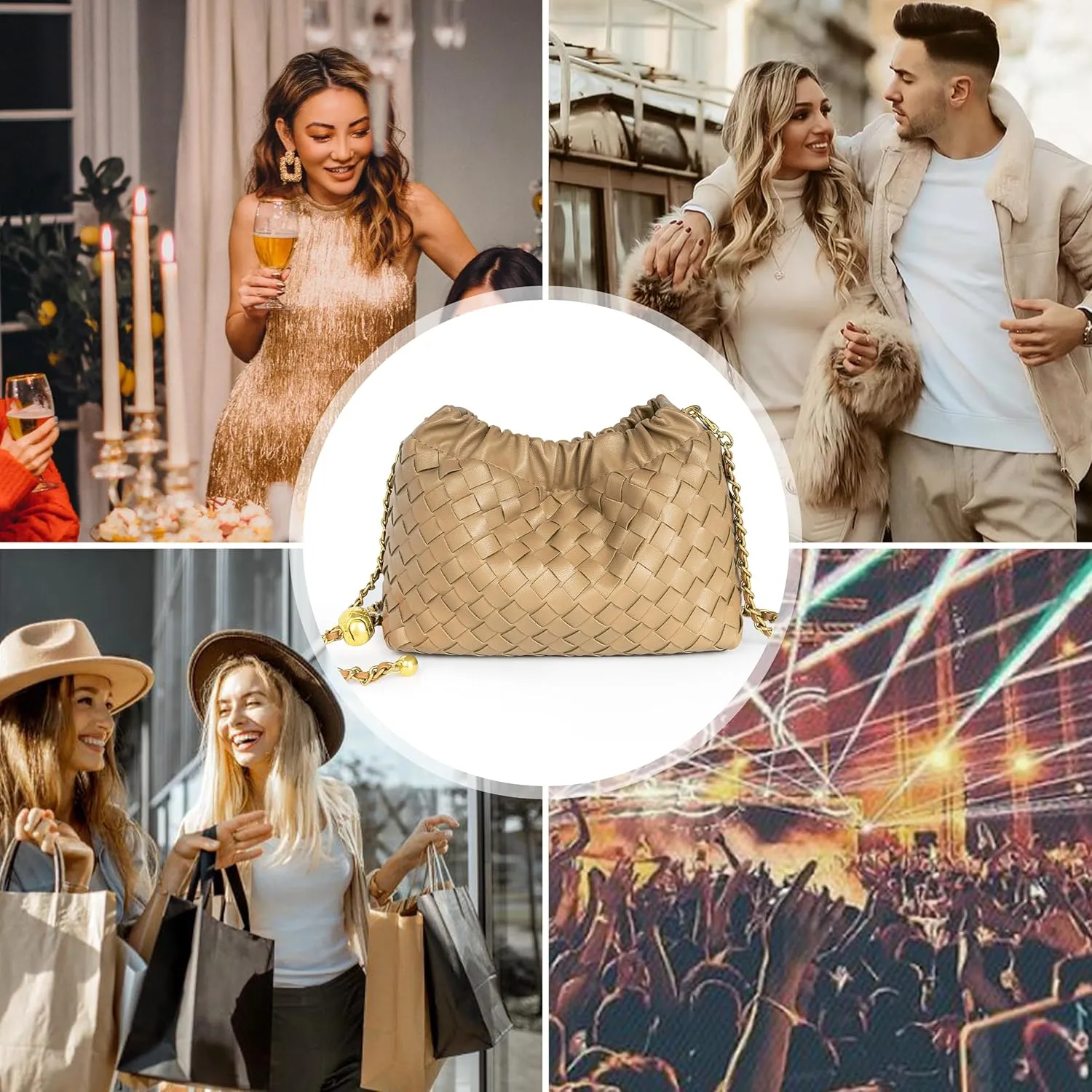Joryin Woven Women's Crossbody Bag & Evening Purse, Trendy Dumpling Clutch & Hobo Cloud Shoulder Bag Trendy Dumpling Clutch